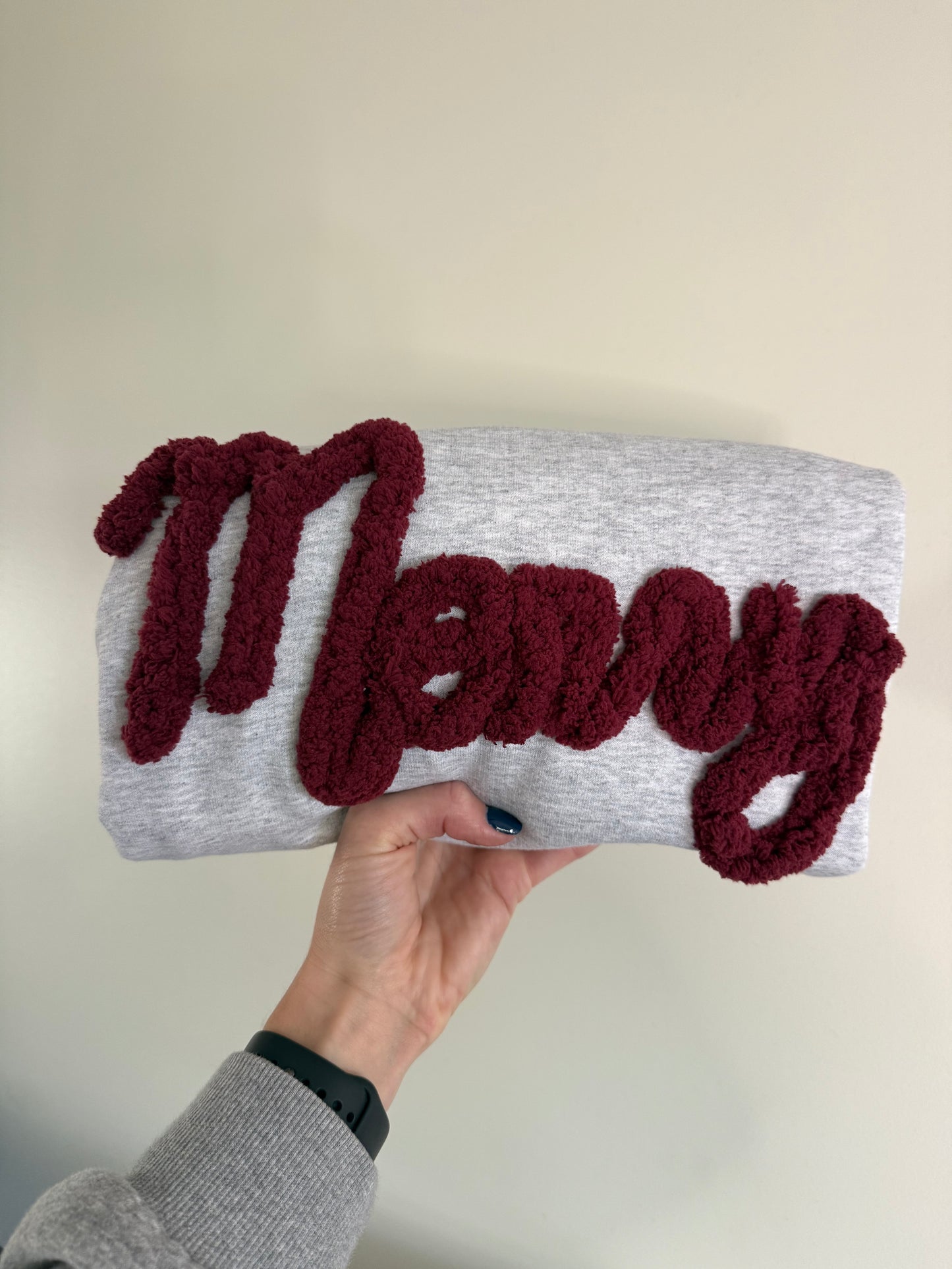 Merry Chenille Embroidered Crewneck